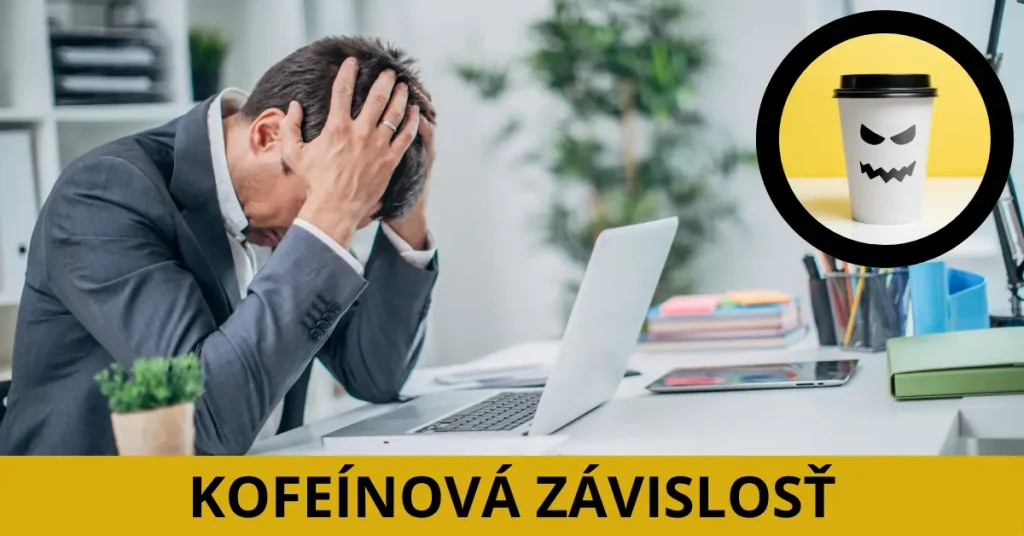 unavený manažér v práci po vypití tretej kávy